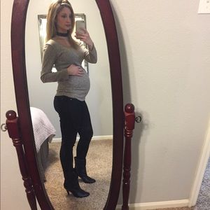 Brown Heathered Maternity Sweater